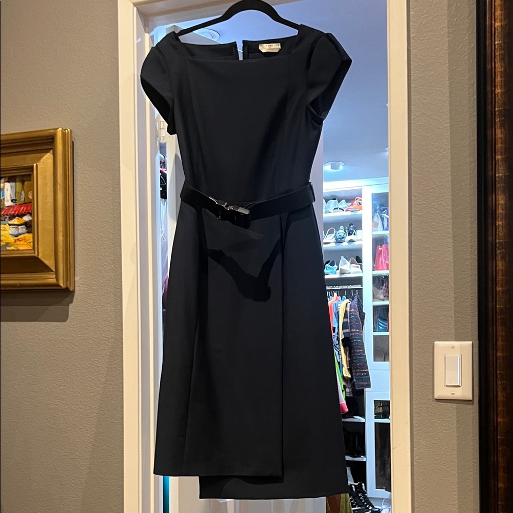 Fendi navy Elegant  Dress with belt size 40